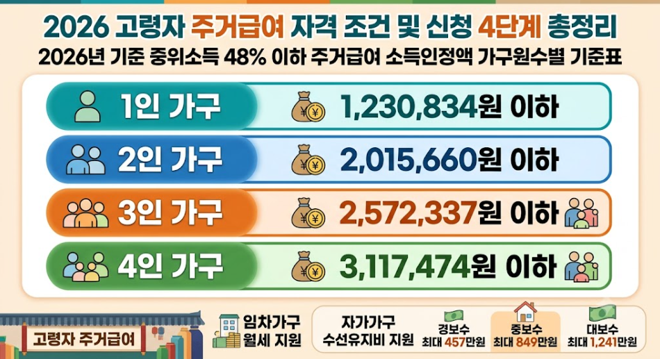 고령자 주거급여 소득인정액 기준
