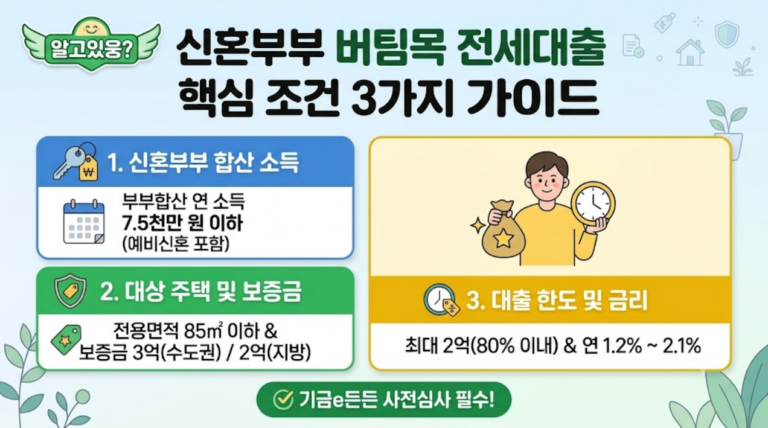 신혼부부 버팀목전세대출 조건 3가지 한도 금리 (2026)