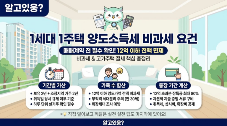 1세대 1주택 양도소득세 비과세 요건 3가지