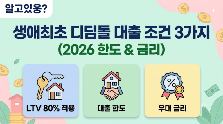 생애최초 디딤돌 대출 조건 3가지 (2026 최신)
